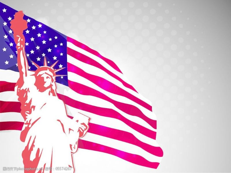 美国国旗和自由女神像
