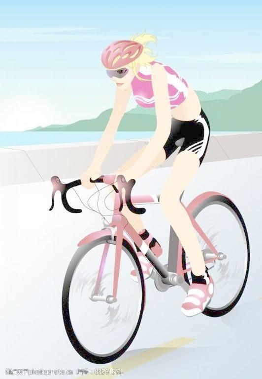 健身卡免费下载美女健身美体矢量图骑单车11