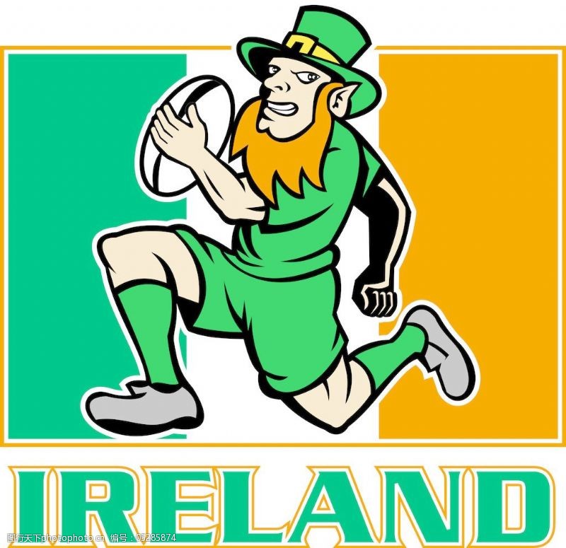 爱尔兰小妖精的橄榄球运动员爱尔兰国旗