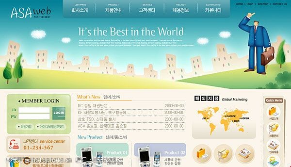 手机网页素材韩国公司网站模板