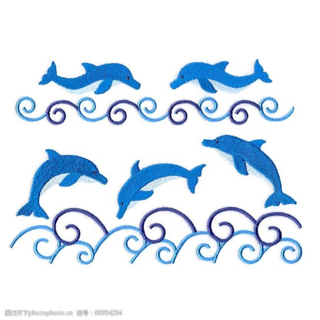 海豚免费下载位图绣花动物海豚生活元素免费素材