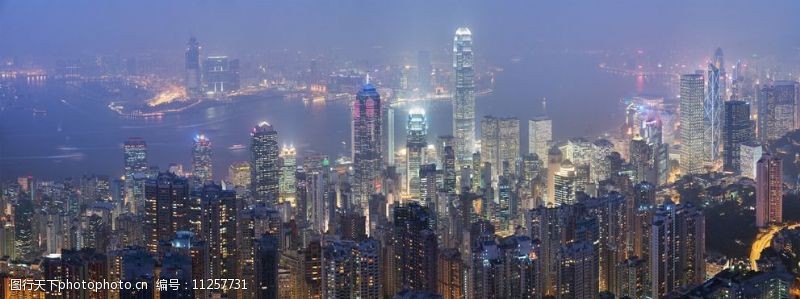 鸟瞰城市香港夜景图片