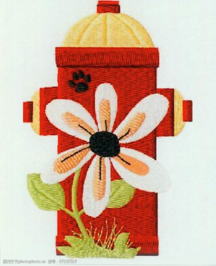 绣花花朵消防栓免费素材