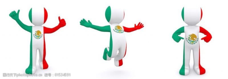 3D人物质感与墨西哥国旗
