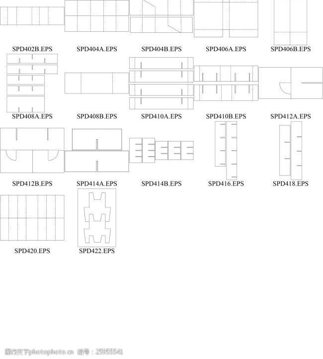 盒型结构包装盒卡口类型结构图