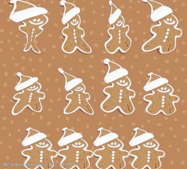 矢量花边的圣诞雪人巧克力饼干背景矢量素材