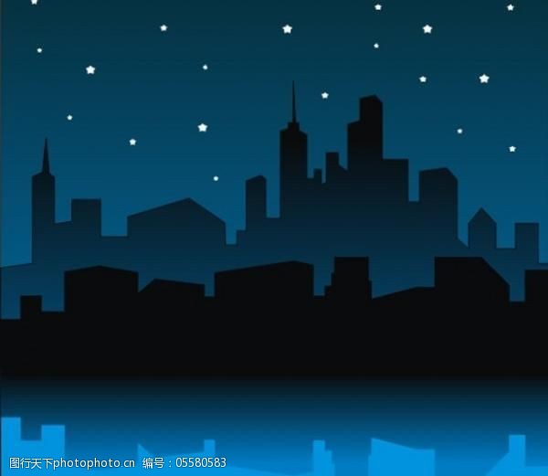 ui源文件城市天际线的夜景背景矢量