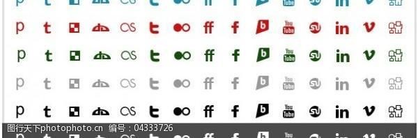 独特的f0101大胆的简单的社交媒体图标集