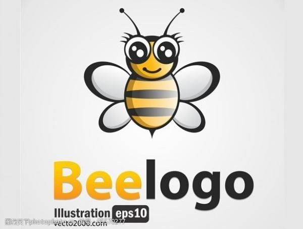 ui源文件阳光明媚的卡通蜜蜂矢量图标或标志