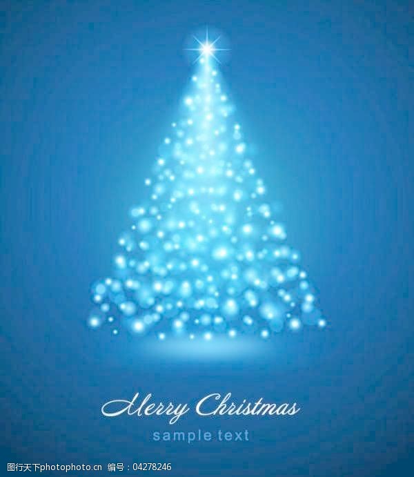 矢量花边的圣诞美丽的蓝色和白色的圣诞树