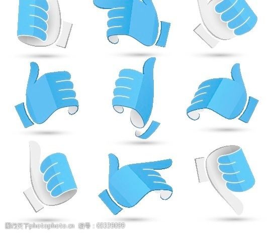 创意3D手势矢量素材手势蓝色3d立体手势矢量素材