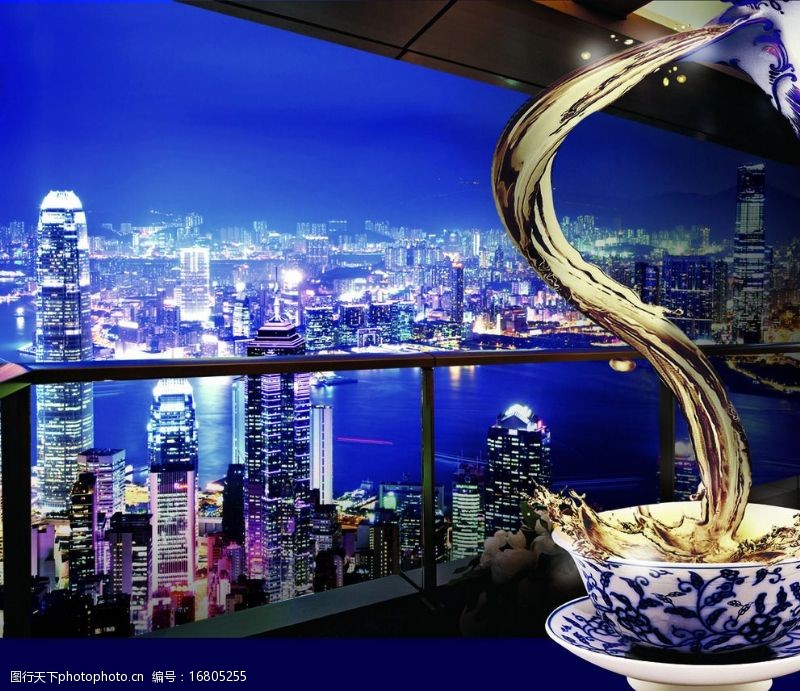 香港城市夜景高端豪宅传统图片