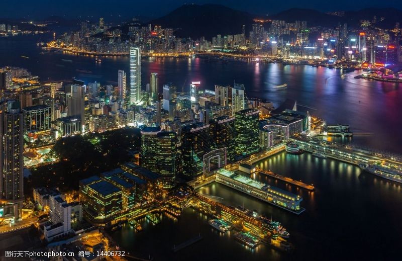 维多利亚港的夜景美丽的香港维多利亚港图片