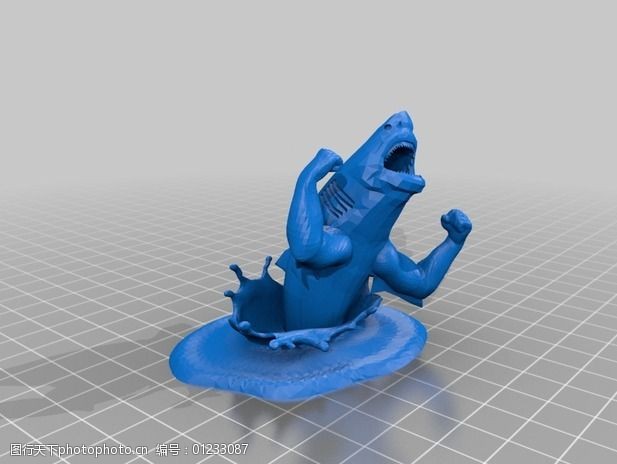 3d打印模型怒吼的鲨鱼