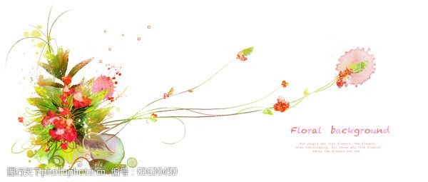 tua花朵植物墨迹喷溅图案PSD素材