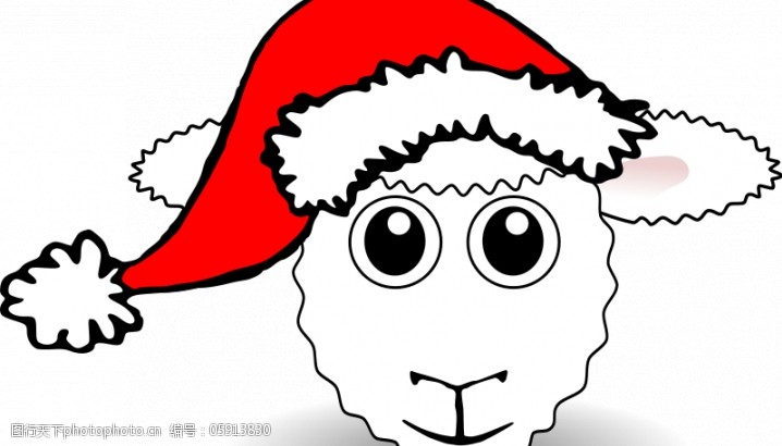 圣诞帽免费下载有趣的羊脸矢量
