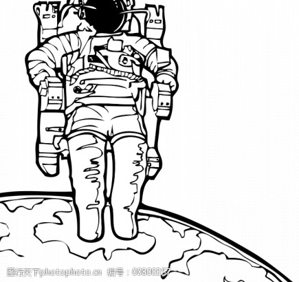 土星的剪辑艺术太空行走的矢量插图