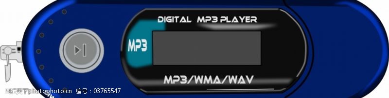 wav一个蓝色的MP3播放器插图矢量