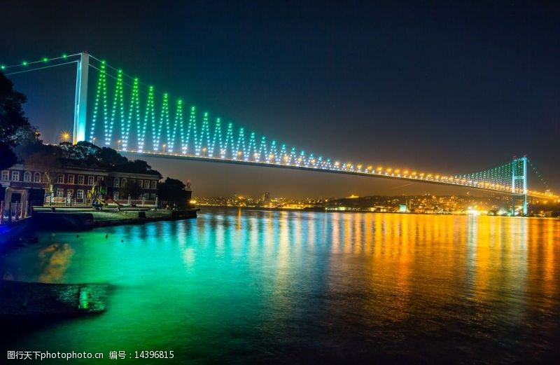 吊桥大桥夜景图片