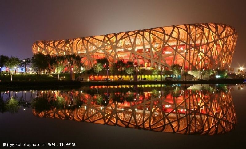 奥运会鸟巢夜景图片