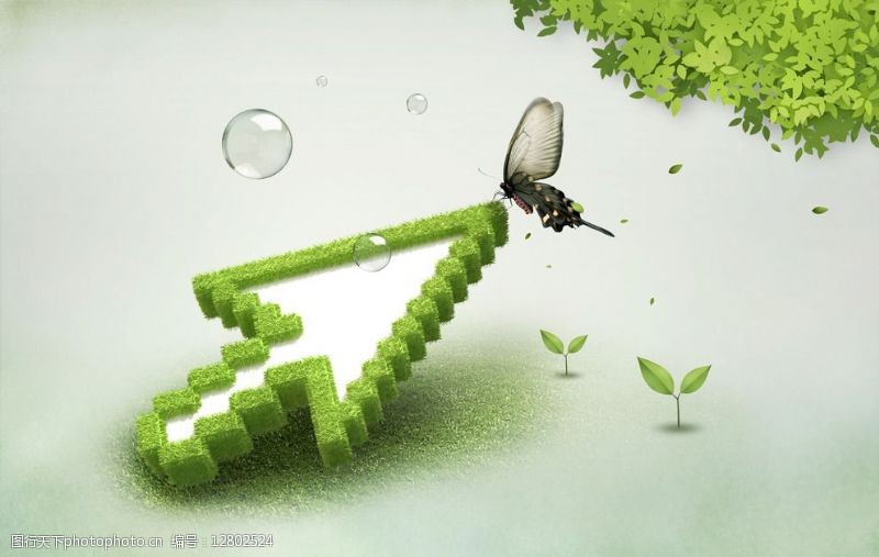 绿色蝴蝶素材环保箭头图片
